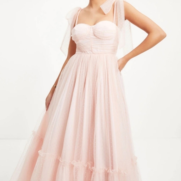 Vici Frances Tulle Polka Dot Midi Dress - BLUSH PINK - Picture 5 of 16